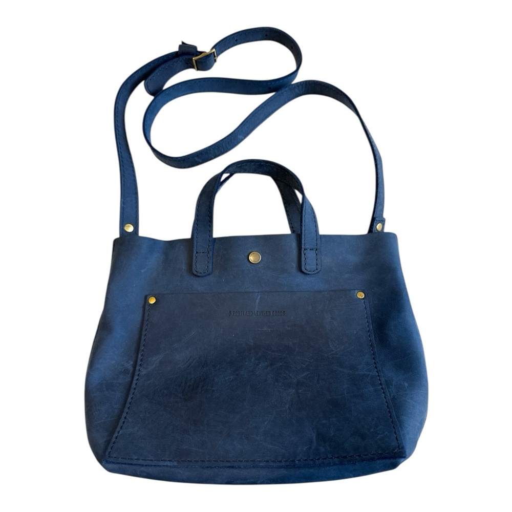 Portland Leader Goods Blue‎ Leather Tote/CrossBody Bag Small
